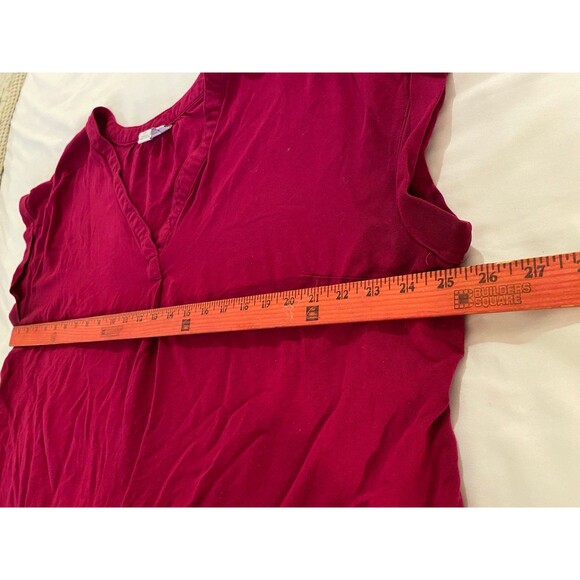 Liz Claiborne Blouse Plus Size 2X Magenta Pink V Neck Top w/ Cap Sleeves - Picture 5 of 6